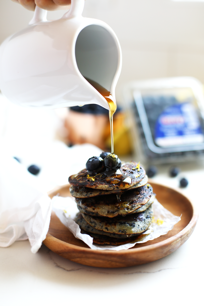 These Paleo Blueberry Muffin Pancakes only have a few ingredients, are low in calories and perfect for any breakfast!