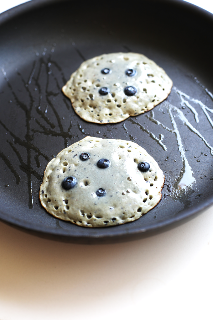 These Paleo Blueberry Muffin Pancakes only have a few ingredients and are a great breakfast option for anyone!