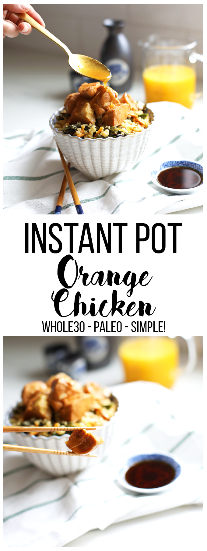 This Instant Pot Orange Chicken comes together in minutes and is the perfect Whole30 weeknight dinner!!