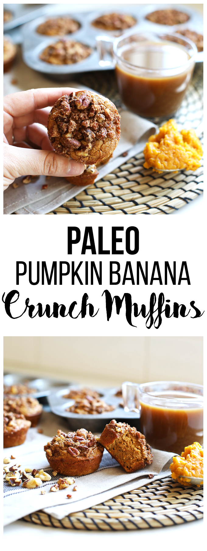 These Paleo Pumpkin Crunch Muffins are perfect for healthy holiday baking! 