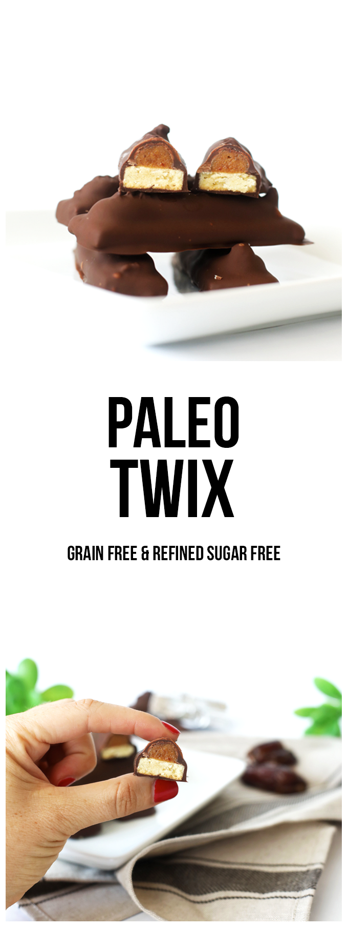 These Paleo Twix are a grain free and refined sugar free version of your favorite candy bar! Perfect to snack on year round!