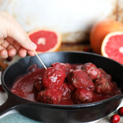 These Cranberry Grapefruit Meatballs are the perfect holiday appetizer for either thanksgiving or Christmas!