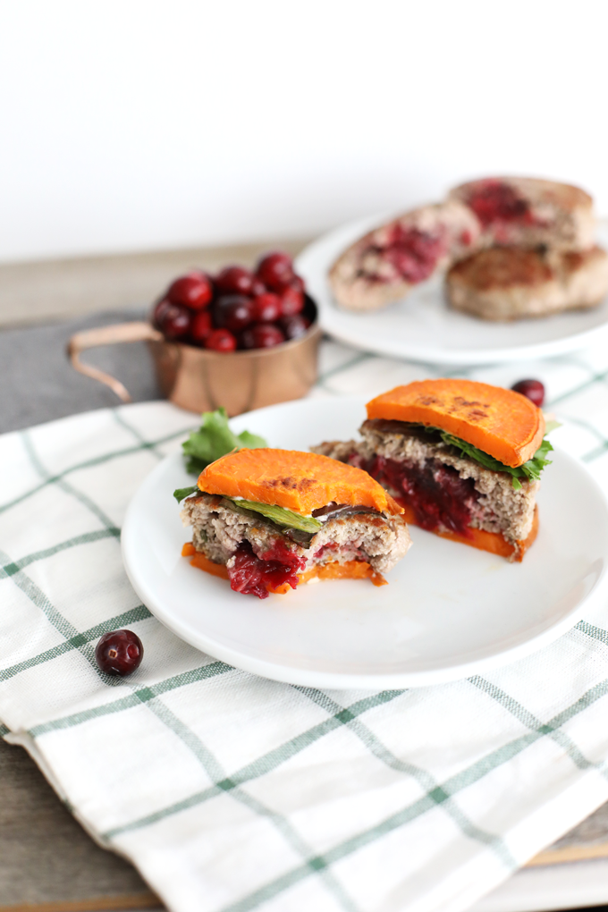 This Cranberry Stuffed Turkey Burger recipe is the perfect way to celebrate the holiday season! Quick, easy and paleo friendly!