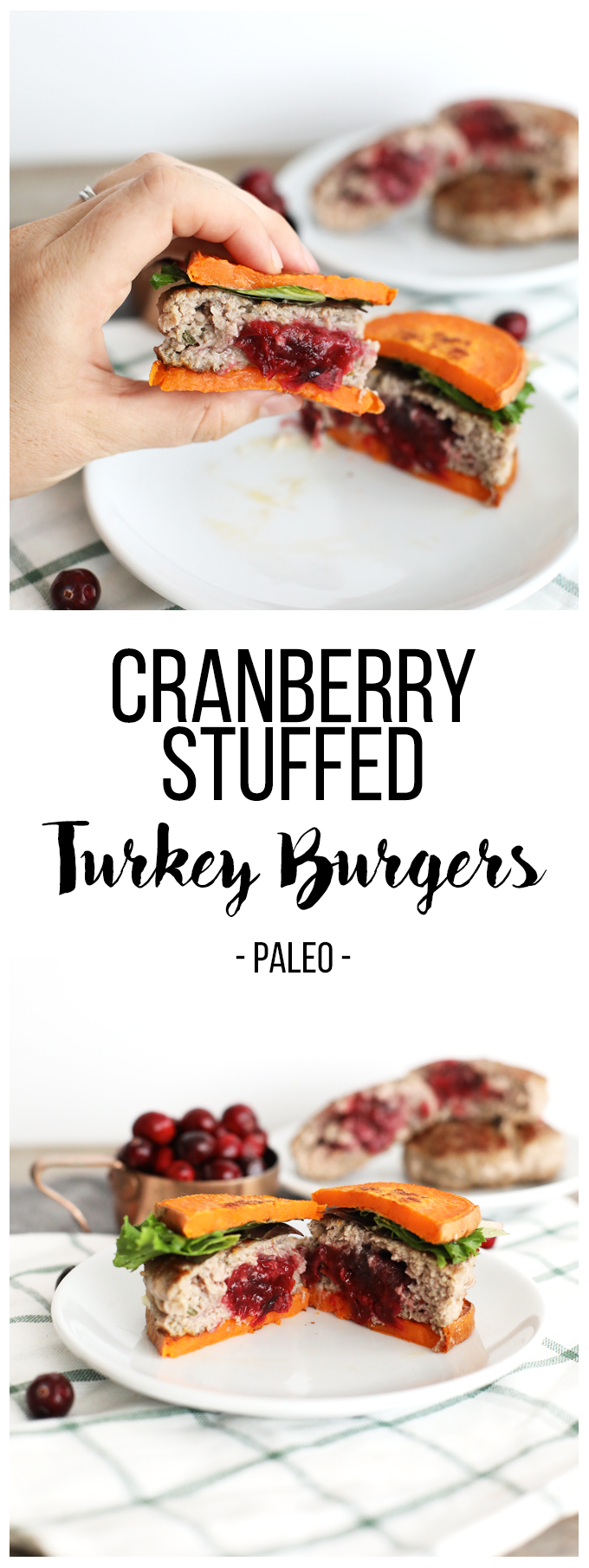 This Cranberry Stuffed Turkey Burger recipe is the perfect way to celebrate the holiday season! Quick, easy and paleo friendly!