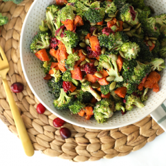 This Harvest Broccoli Salad is perfect for the holiday season! It is also a great thanksgiving side dish!