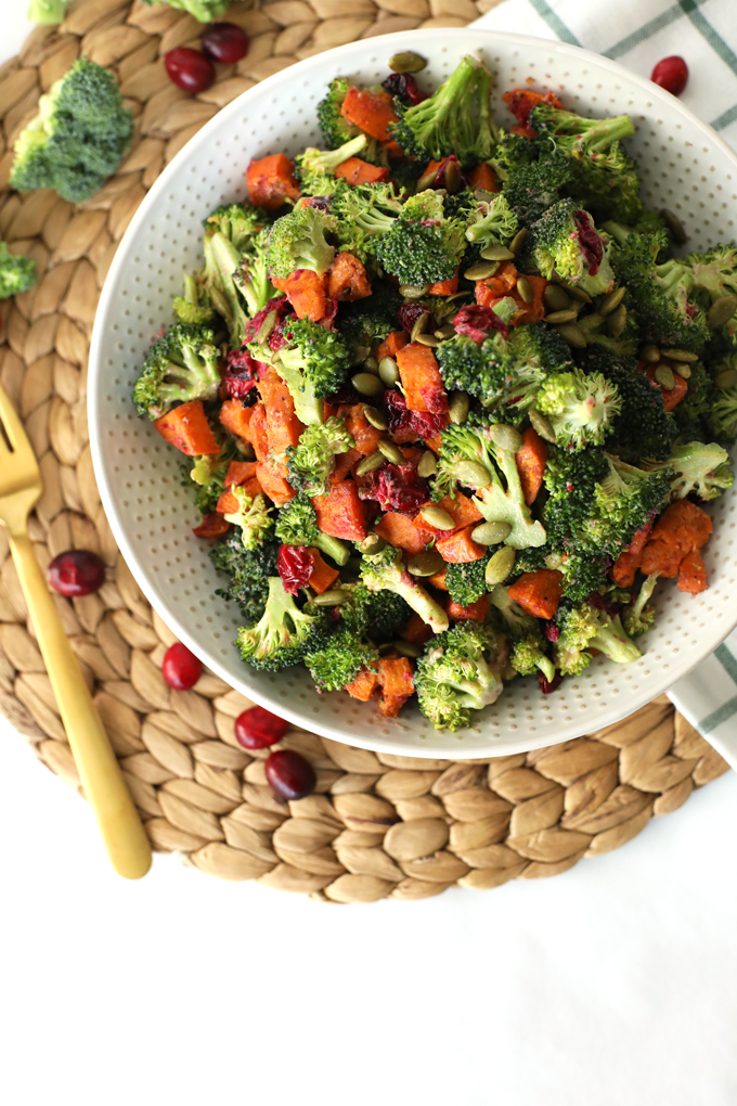 This Harvest Broccoli Salad is perfect for the holiday season! It is also a great thanksgiving side dish!