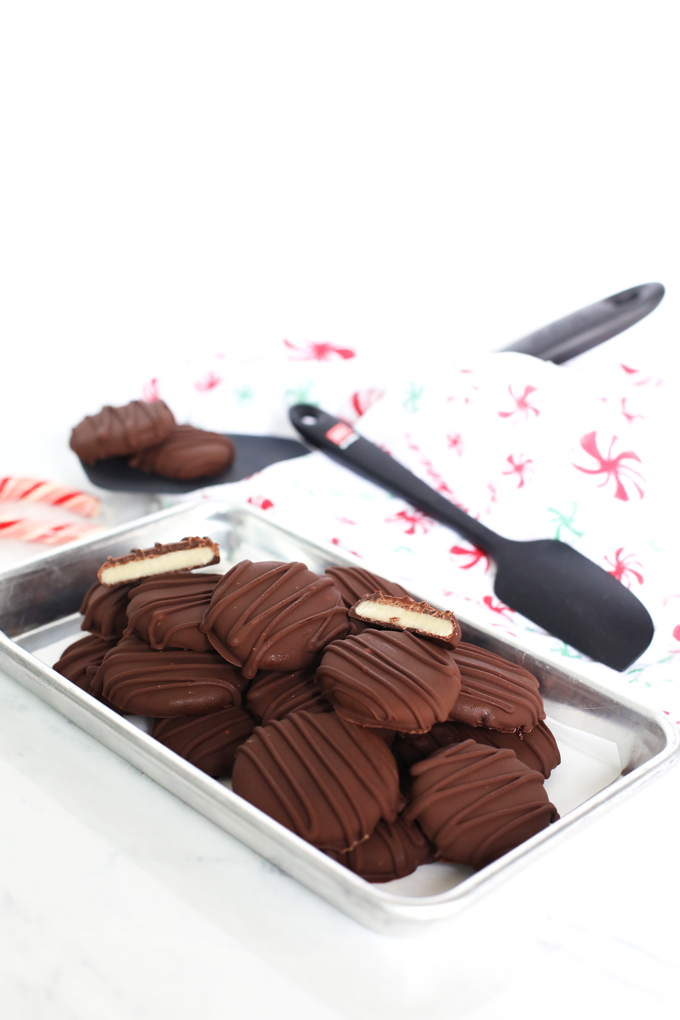 These Paleo Peppermint Patties are not only naturally sweetened but also contain no coconut! Perfect texture and flavor!