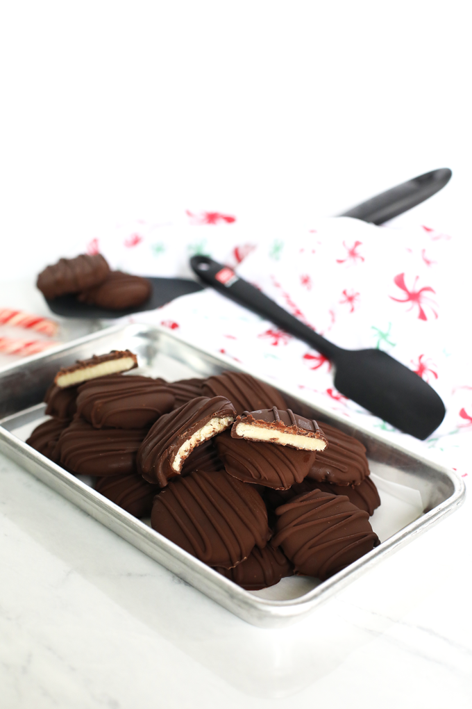 These Paleo Peppermint Patties are not only naturally sweetened but also contain no coconut! Perfect texture and flavor!