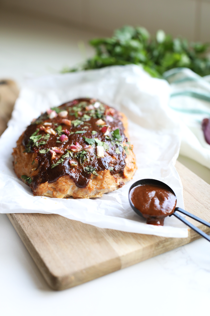 This BBQ Chicken Meatloaf is so simple yet so full of flavor! It is whole30 compliant, paleo and perfect for an easy weeknight dinner!