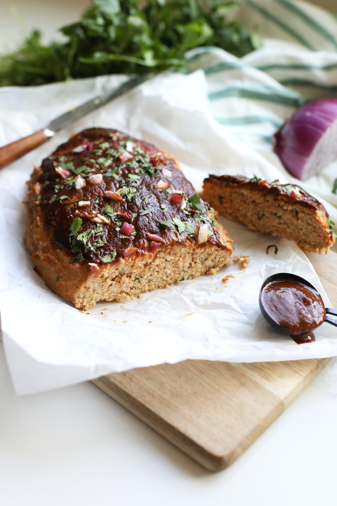 This BBQ Chicken Meatloaf is so simple yet so full of flavor! It is whole30 compliant, paleo and perfect for an easy weeknight dinner!