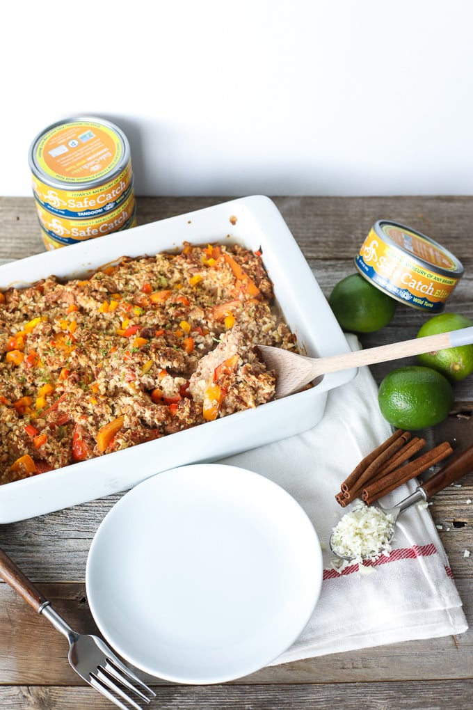 This Tandoori Tuna and Cauliflower Rice Bake is a super easy and whole30 meal that is a crowd pleaser!