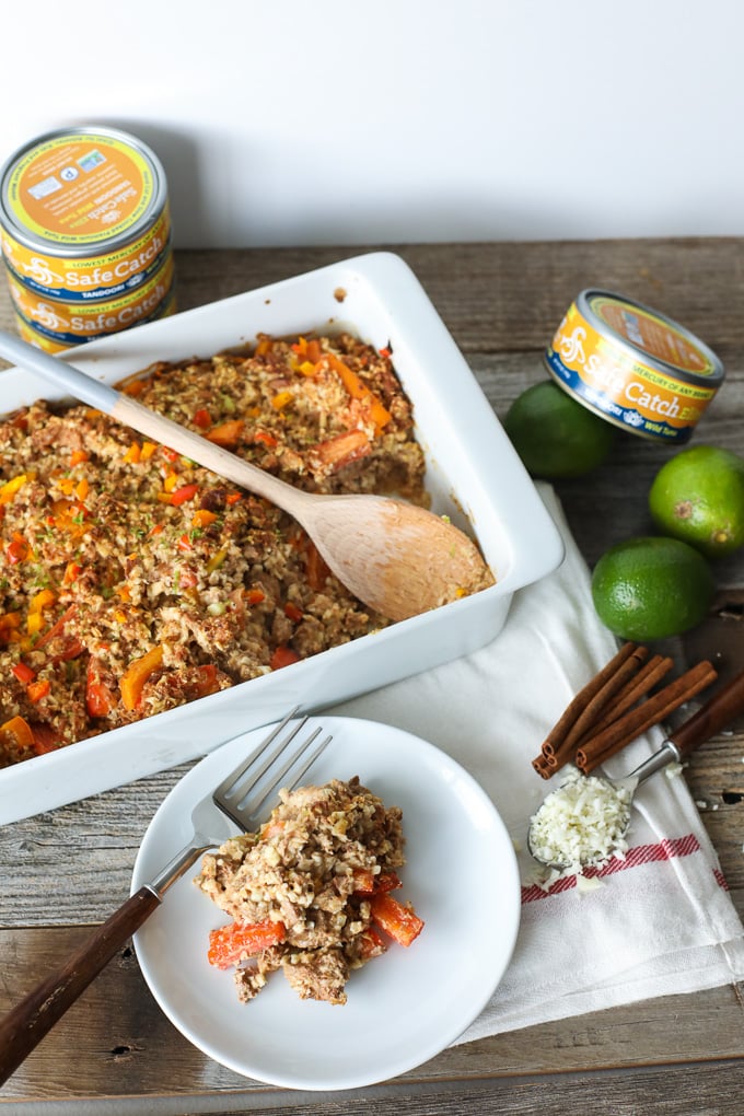 This Tandoori Tuna and Cauliflower Rice Bake is a super easy and whole30 meal that is a crowd pleaser!