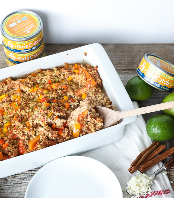 This Tandoori Tuna and Cauliflower Rice Bake is a super easy and whole30 meal that is a crowd pleaser!