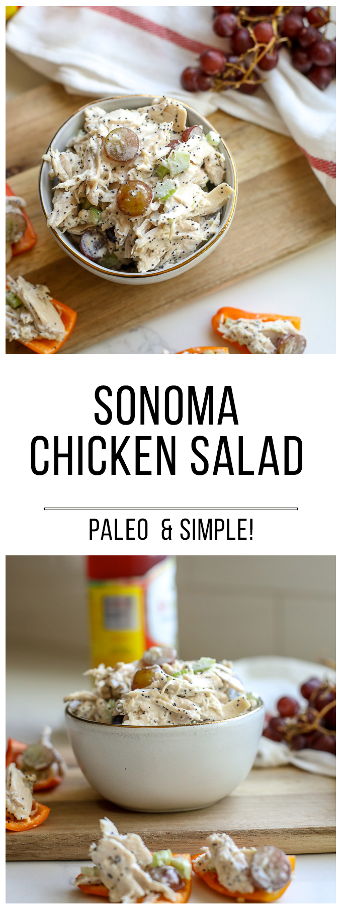 This Sonoma Chicken Salad is a favorite to people of any age or diet! Paleo and perfect for a quick lunch you can prep ahead of time!