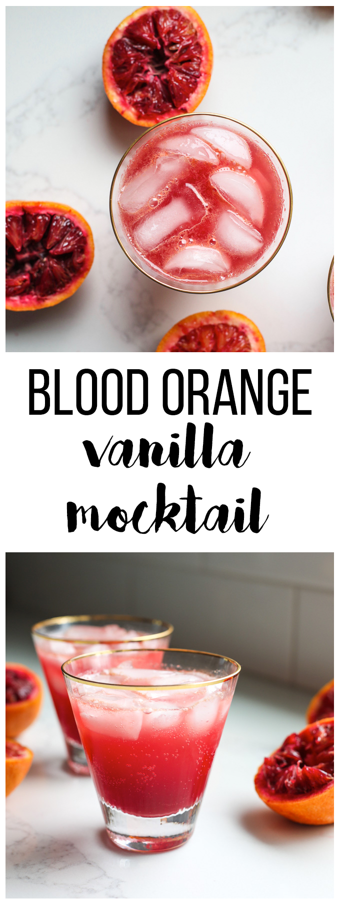 This blood orange vanilla mocktail is a great drink alternative if you aren't drinking alcohol!