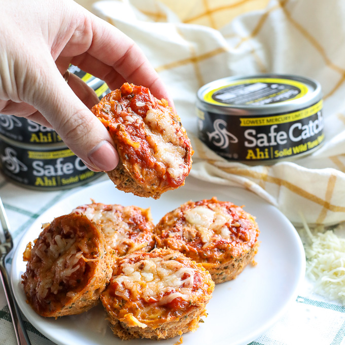 These Tuna Pizza Bites are perfect for a grain free afternoon snack for your kids that the whole family will love!