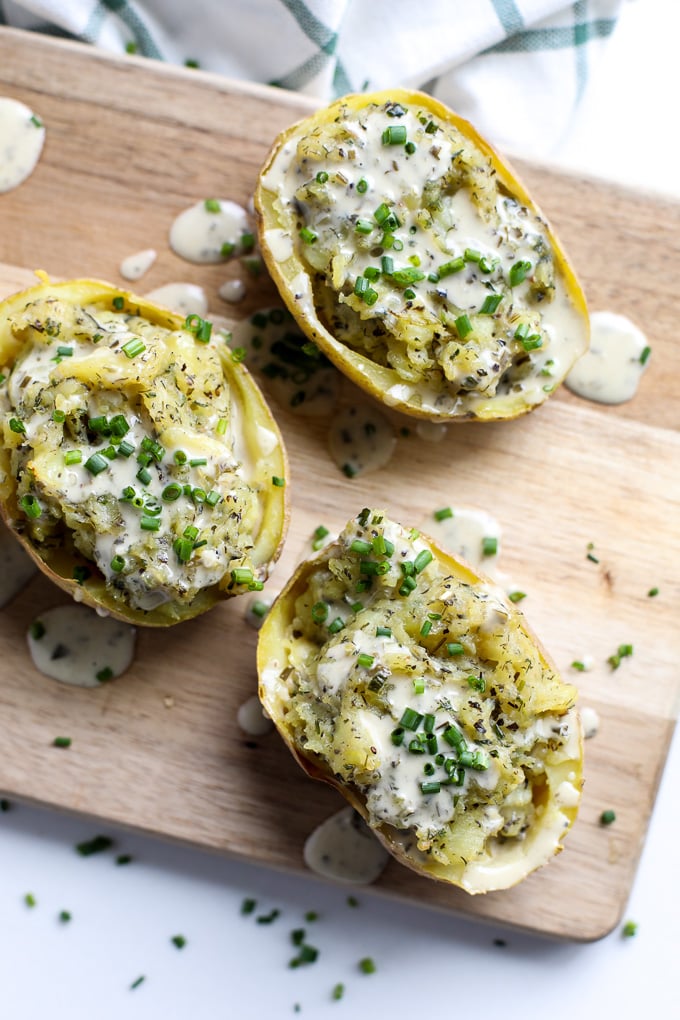 These Twice Baked Ranch Potatoes are a perfect whole30 compliant side dish!