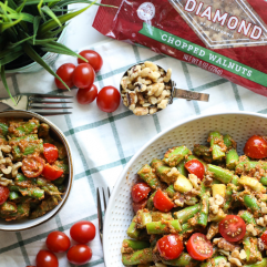 This Asparagus Salad with Sun Dried Tomato Pesto is a great spring time side dish! Paleo, super clean and packed with nutrients!