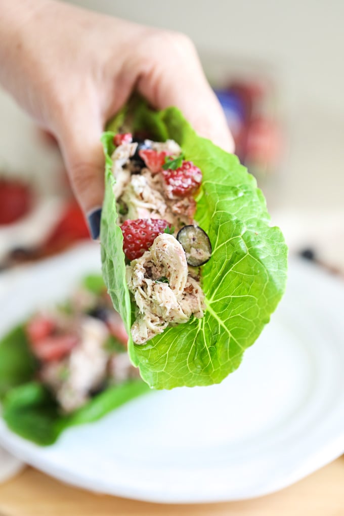 This Mixed Berry Pecan Chicken Salad is a super simple and delicious way to enjoy the benefits of berries with your protein!