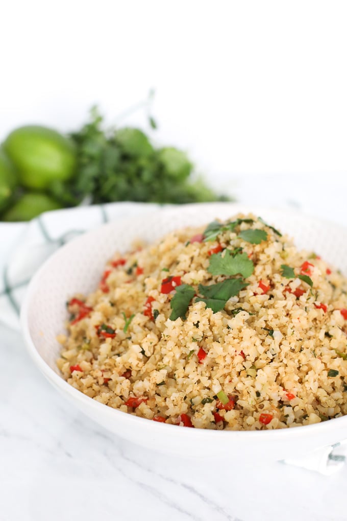 This Spanish Cauliflower Rice is not only easy to make but so healthy and packed with veggies!