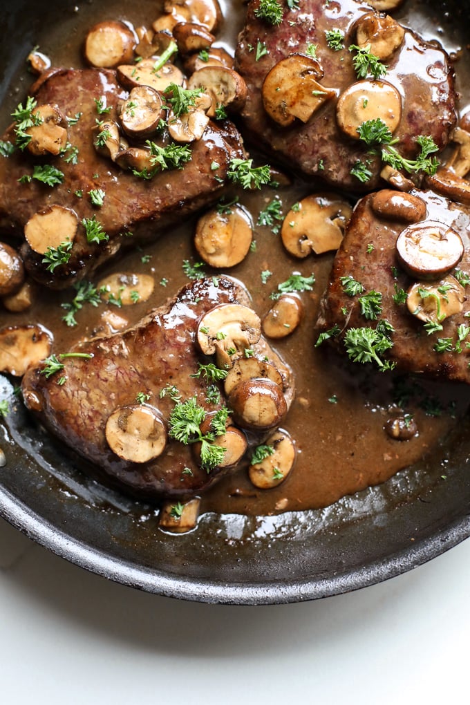 This Steak Marsala is whole30 compliant and a great and easy way to cook steak on a weeknight!