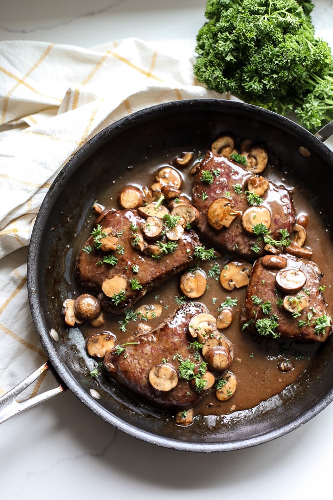 This Steak Marsala is whole30 compliant and a great and easy way to cook steak on a weeknight!