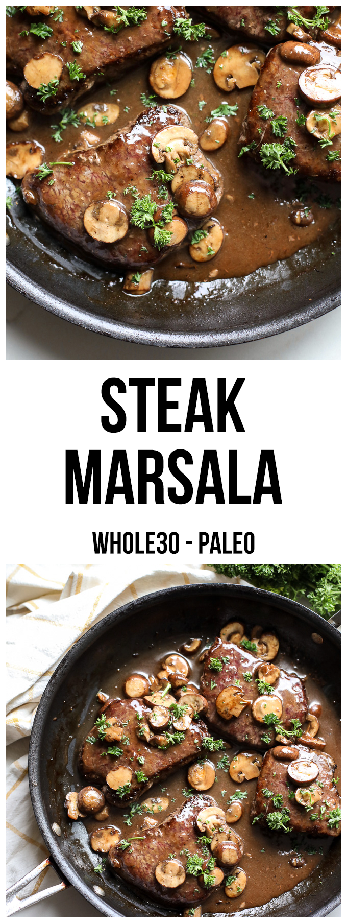 This Steak Marsala is whole30 compliant and a great and easy way to cook steak on a weeknight!