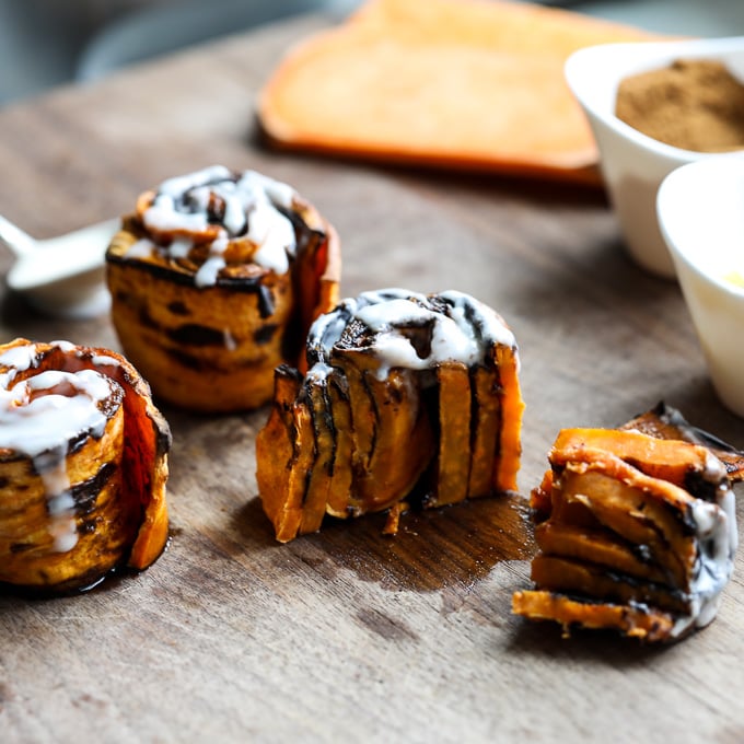 Sweet Potato Toast Cinnamon Rolls are a fun way to switch up breakfast or a treat! Paleo and completely grain free!