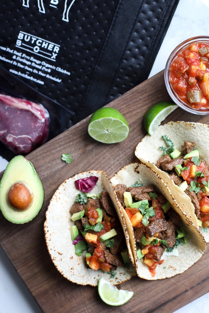 These Jerk Steak Tacos are not only super simple to make but also packed with grass fed steak and tons of flavor!