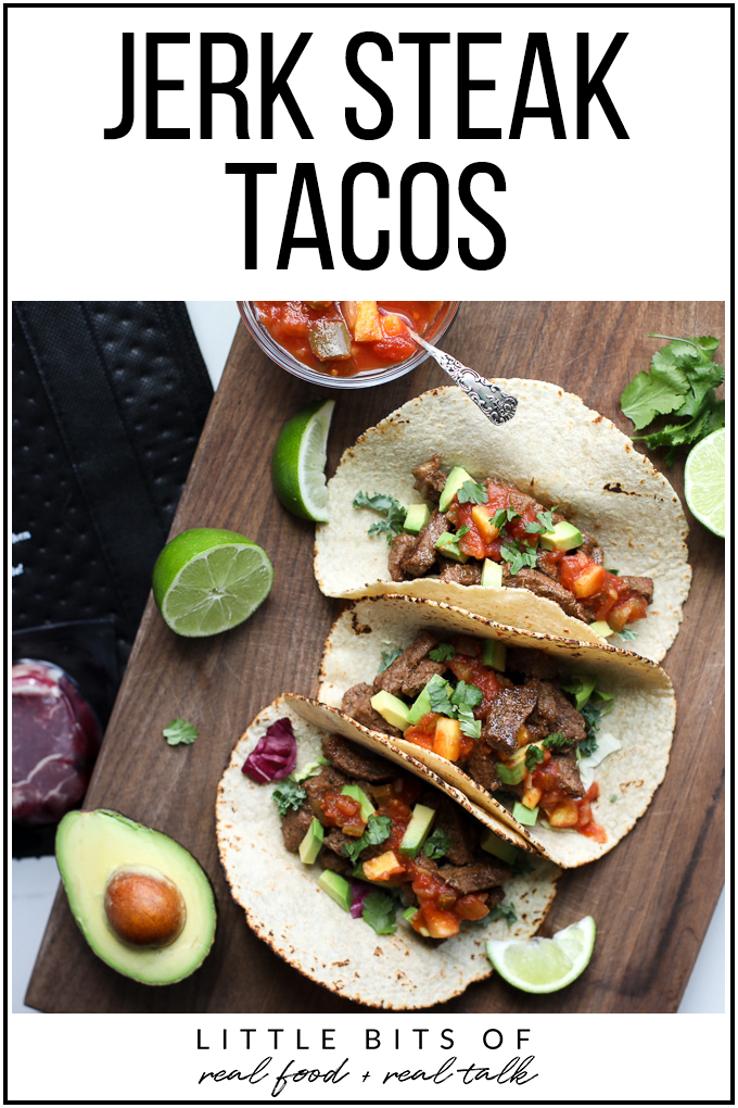 These Jerk Steak Tacos are not only super simple to make but also packed with grass fed steak and tons of flavor!