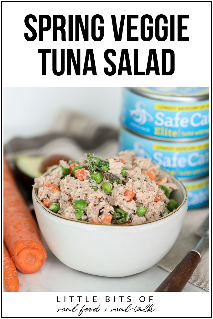 This Spring Veggie Tuna Salad is a great way to add seasonal produce into a quick and high protein weekday lunch!