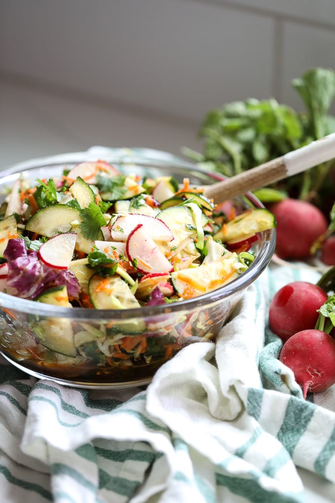 This Fresh Asian Radish Salad is packed with fresh veggies and has an amazing asian dressing that is easy to throw together!