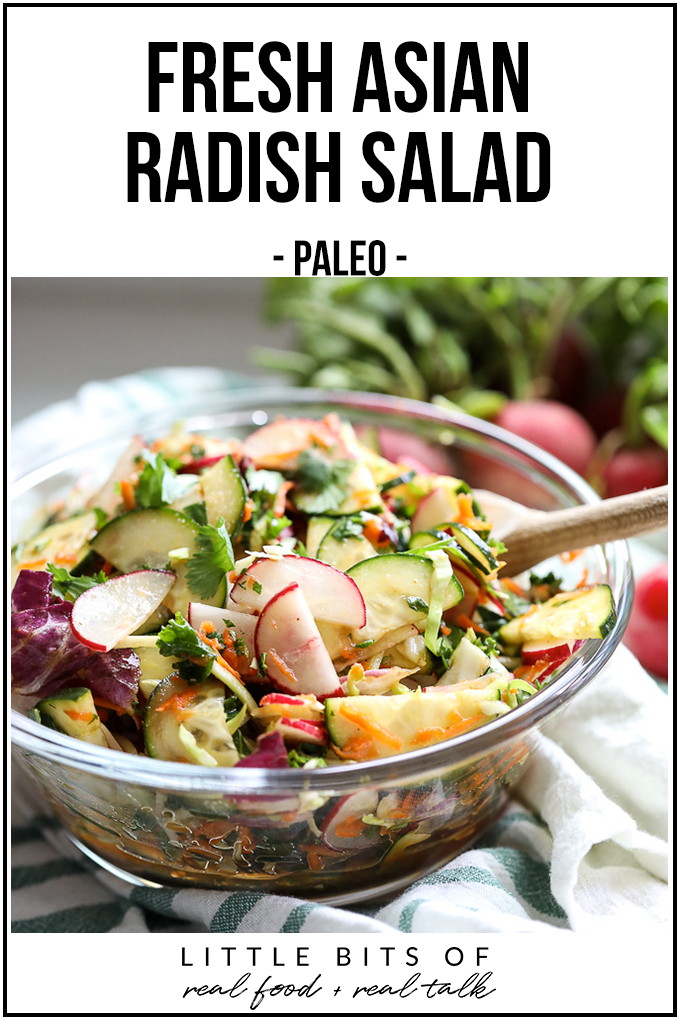 This Fresh Asian Radish Salad is packed with fresh veggies and has an amazing asian dressing that is easy to throw together!