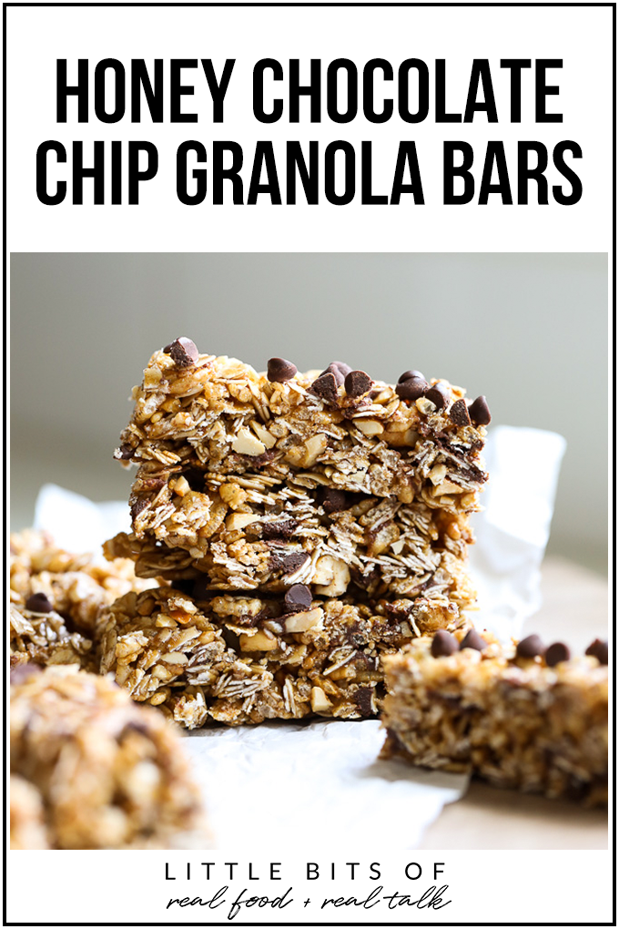 These Honey Chocolate Chip Granola Bars are so delicious and a great healthy alternative to all the store bought options out there!