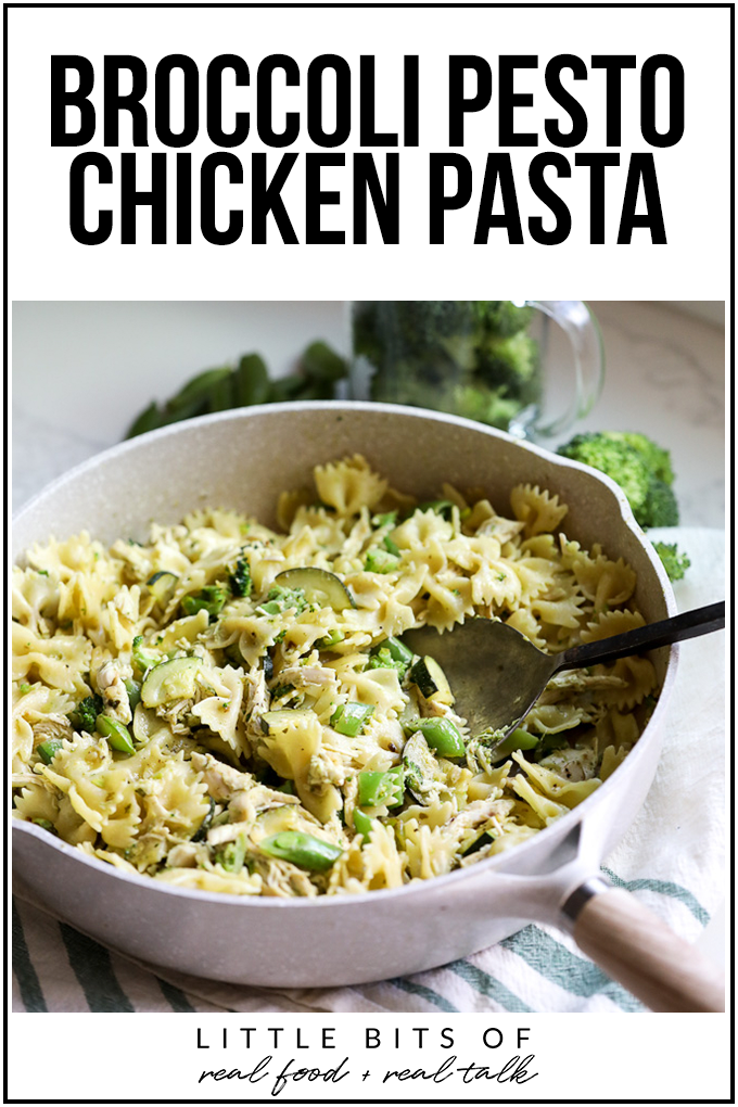 This Broccoli Pesto Chicken Pasta is the perfect veggie packed and light pasta dish for summer!