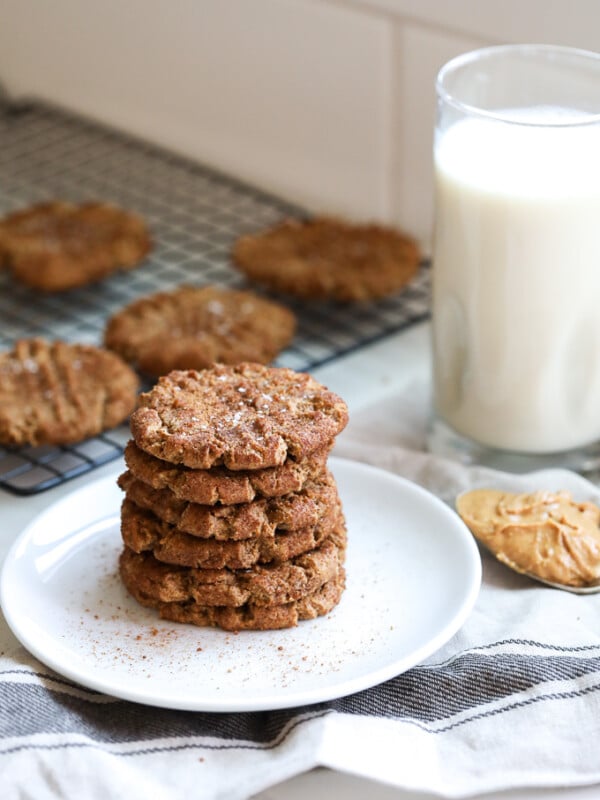 These Churro Peanut Butter Cookies are grain free and refined sugar free and super packed with flavor!