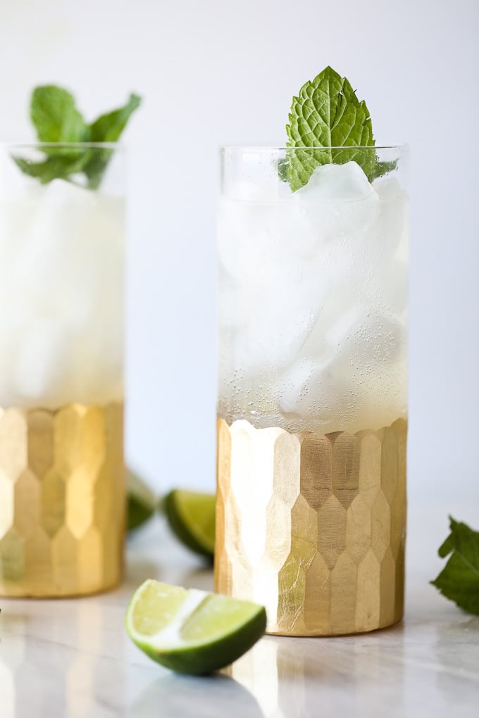 This Vodka Mojito Spritz is a fabulous cocktail that is light, healthy and made with natural sweetener!