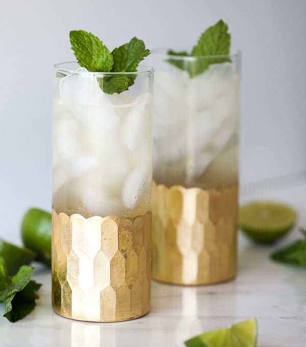 This Vodka Mojito Spritz is a fabulous cocktail that is light, healthy and made with natural sweetener!