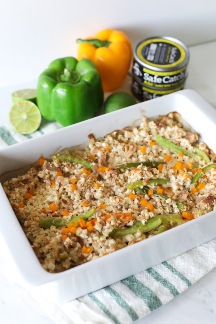 This Ahi Lime Fajita Casserole is super simple to whip up, a perfect paleo and whole30 weeknight dinner!