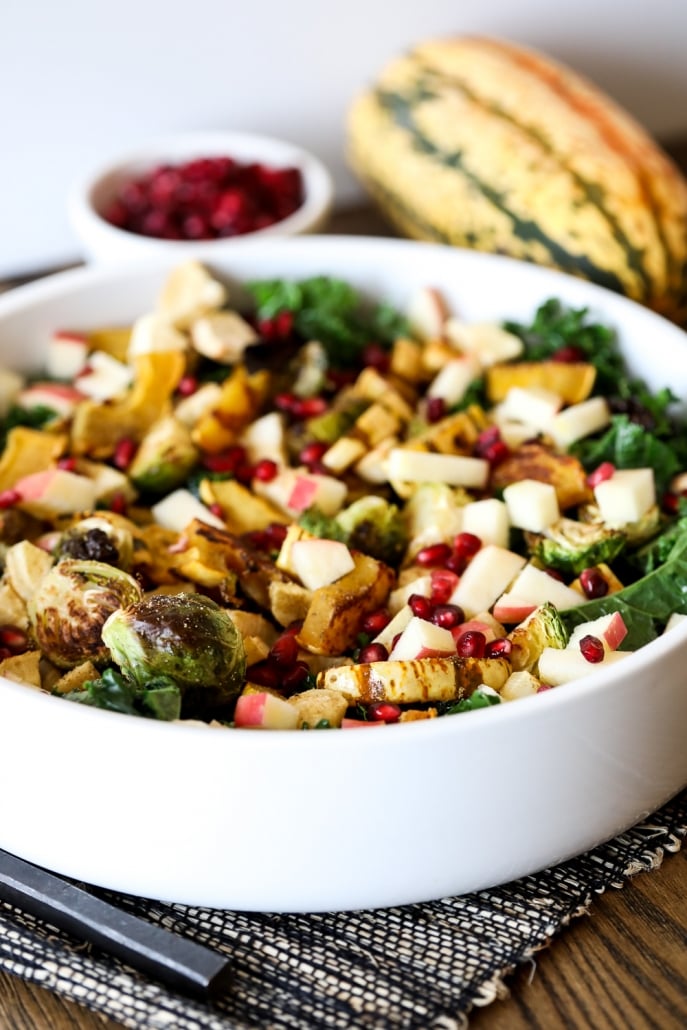 This Roasted Harvest Veggie Salad is a great way to eat a variety of vegetables all in one paleo and whole30 side dish!