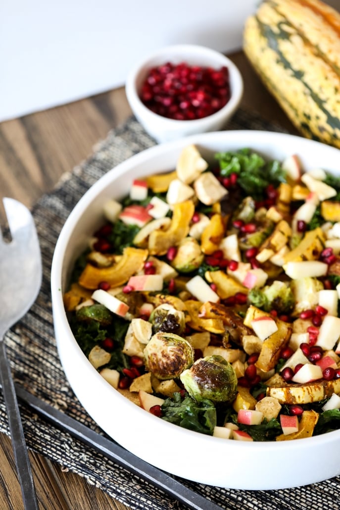 This Roasted Harvest Veggie Salad is a great way to eat a variety of vegetables all in one paleo and whole30 side dish!