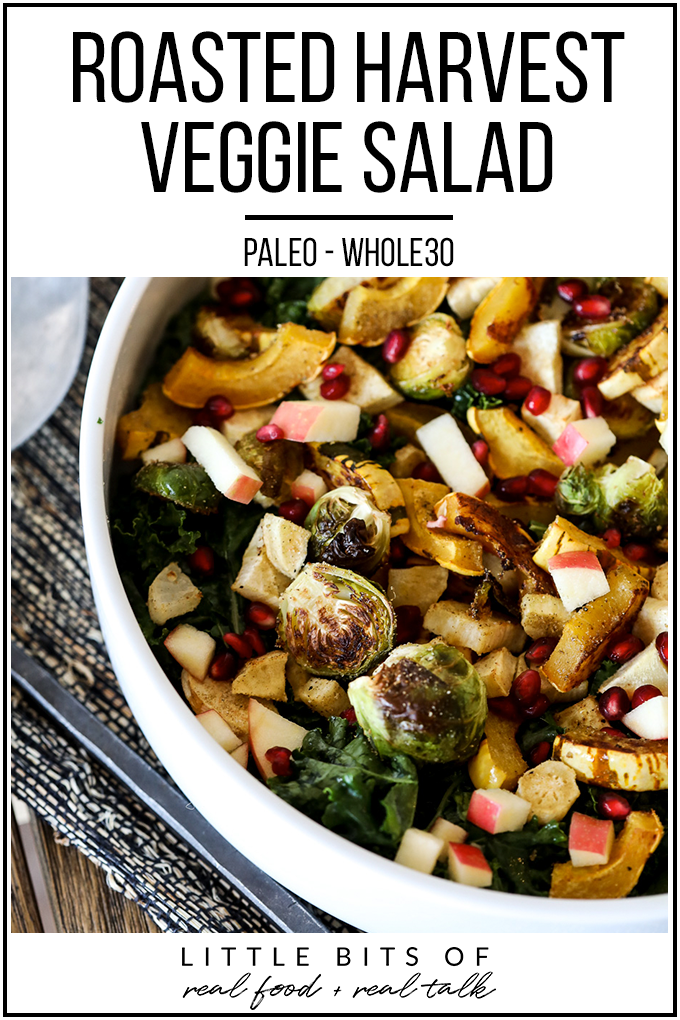 This Roasted Harvest Veggie Salad is a great way to eat a variety of vegetables all in one paleo and whole30 side dish!