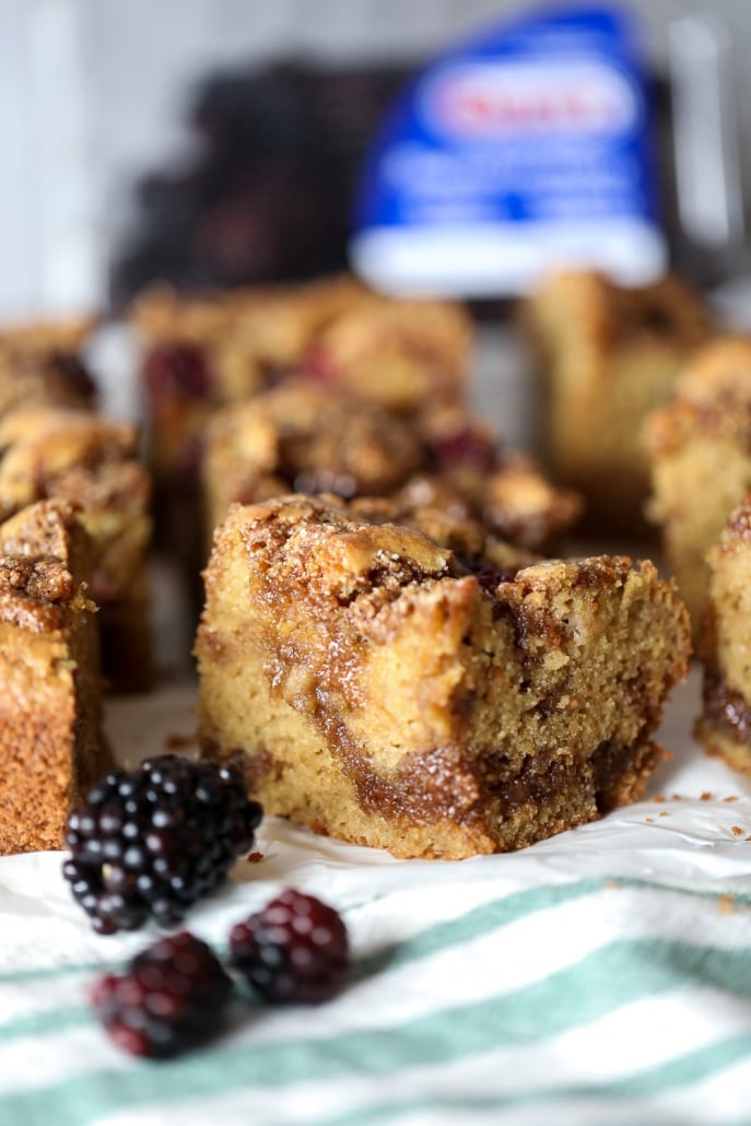This Blackberry Cinnamon Streusel Cake is grain free, refined sugar free and and great for breakfast or dessert!