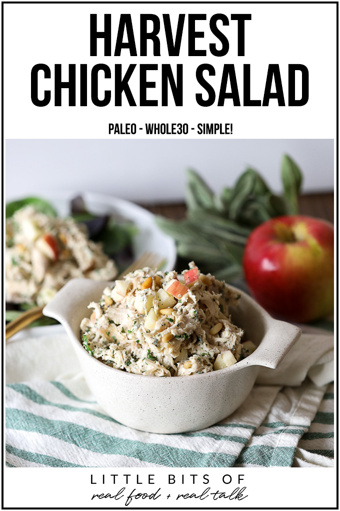 This Harvest Chicken Salad is Whole30, Paleo, and super simple to throw together! Perfect to prep for weekday lunches!