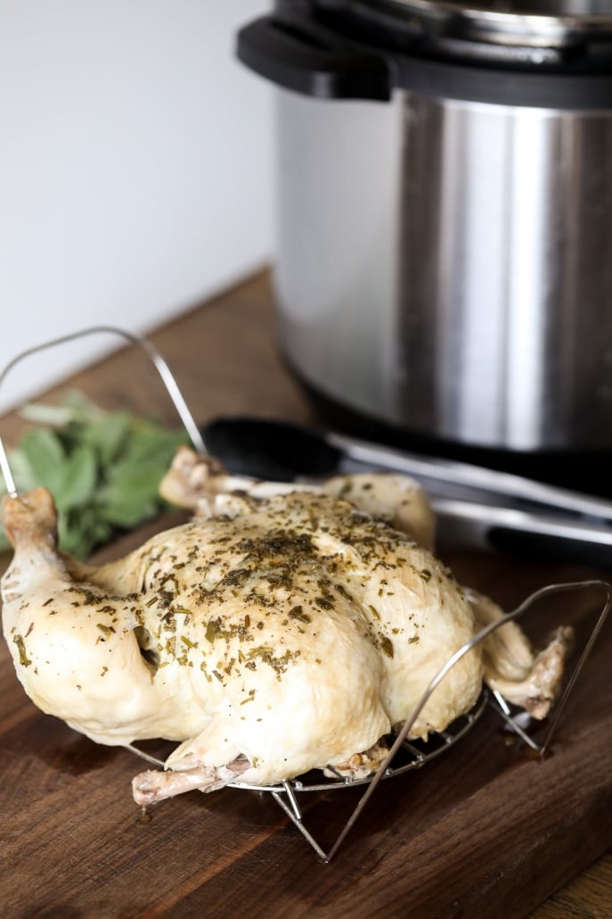 This herb stuffed instant pot whole chicken is perfect to make a bunch of chicken to prep for the week!