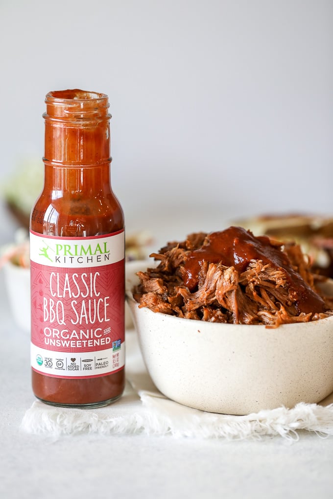 This BBQ Pulled Pork is super easy to make in the instant pot and is also Whole30 compliant thanks to sugar free barbecue sauce!