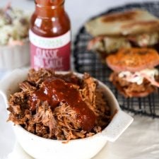 This BBQ Pulled Pork is super easy to make in the instant pot and is also Whole30 compliant thanks to sugar free barbecue sauce!