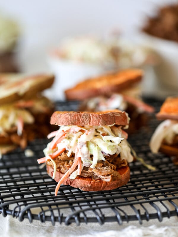 This BBQ Pulled Pork is super easy to make in the instant pot and is also Whole30 compliant thanks to sugar free barbecue sauce!