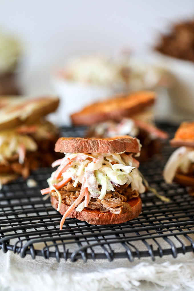 This BBQ Pulled Pork is super easy to make in the instant pot and is also Whole30 compliant thanks to sugar free barbecue sauce!