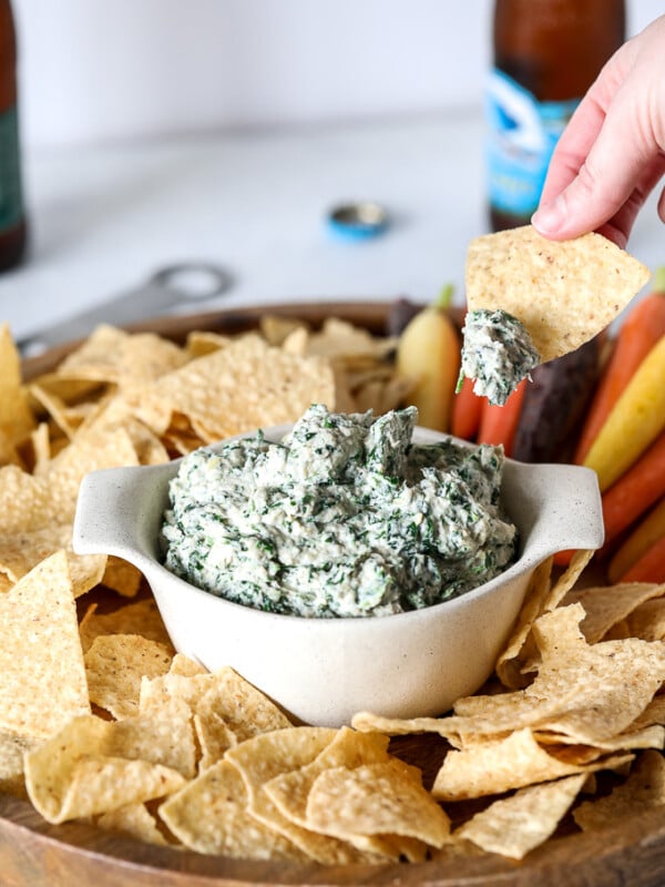 This Dairy Free Cashew Spinach Artichoke Dip is the perfect paleo appetizer for any party!